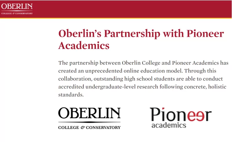 Description of Pioneer's partnership with Oberlin