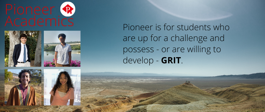 Pioneer students in front of a desert background