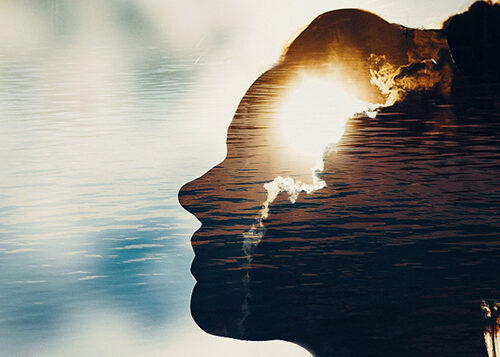 silhouette of a head with light. a psychology concept